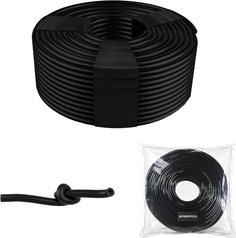 SPONDWILD 300 Ft 1/4 Inch Blank Distribution Tubing - UV Protected Flexible Black Drip Hose, Universal for Garden, Potted Plants & Veggie Beds, Fits Standard Drip Components - Image 1